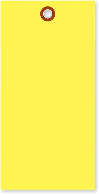 SmartSign (Pack of 100) 6.25 x 3.125 inch “Yellow” Blank Tyvek Shipping Tags with Metal Eyelets, Size #8, 8 mil Thick Tyvek, Made in USA