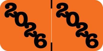2026 Year Labels, Doctor Stuff 2026 Chart Stickers, Ringbook Sheets, Orange/Black Color Coded, Jeter Style, USA Made Year Stickers for End Tab File Folders, 270/Package, 3/4" x 1-1/2"