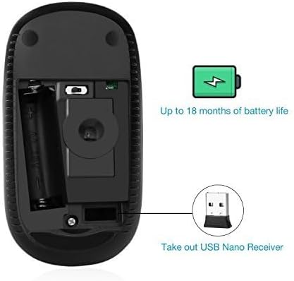 VssoPlor Wireless Mouse, 2.4G Slim Portable Computer Mice with Nano Receiver for Notebook, PC, Laptop, Computer-Black Blue