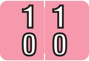 Doctor Stuff - File Folder Labels, Terminal Digit Filing, Consecutive Double Digit Numbers 10-19, Barkley FDDBM Match - BXDM Series Chart Stickers, Pink, 1" x 1-1/2", 500/Roll