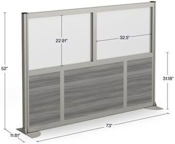 NBF Office Partitions - Cubicle Privacy Panel Wall Divider - Modern Room Separator with Quick Assembly - Indoor Laminate Free Standing Portable Room Divider Panel - 52" H x 73" W (Warm Ash)