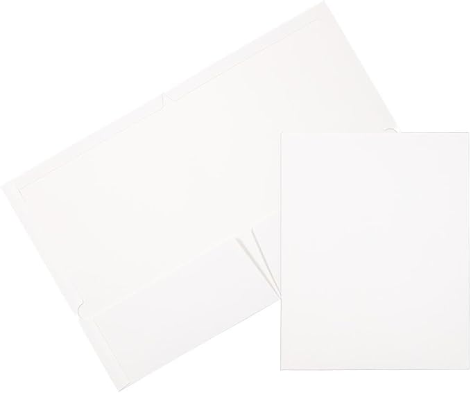 JAM PAPER Laminated Two Pocket Glossy Folders - White - 3/Pack