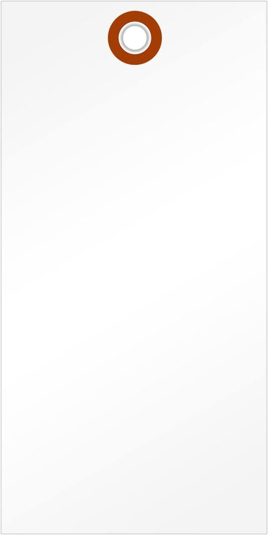 SmartSign 6.25 x 3.125 inch Blank White Shipping Tags with Metal Eyelet (Size-8), 7.5 mil HDPE Plastic, Writable, Pack of 1000 (No Wires), Made in USA