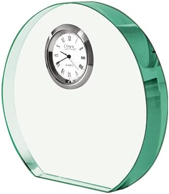 Crown Awards Personalized Jade Horizon Crystal Clock – Premium Jade Crystal Desk Clock with Custom Engraving