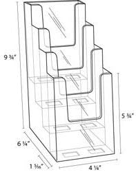Clear-Ad - LHF-S104 - Acrylic Slant Back 4 Tier Trifold Brochure Display - Plastic Literature Holder for Flyers, Booklets, Bills, Mail, Letters, Cards, Pamphlets, Maps (Pack of 4)