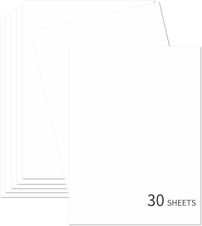 30 Sheets White Cardstock 8.5'' x 11'', 250gsm/90lb Heavyweight Cover Cardstock Paper, Thick and Smooth Card Stock Perfect for Invitations, Menus,DIY Cards, Arts and Crafts
