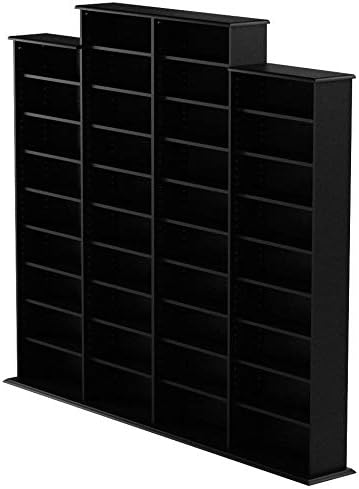 Prepac 4 Column Tall Cabinet Media, Quad Width Wall Storage, Black