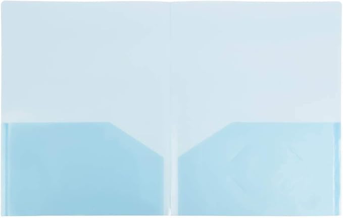 JAM PAPER Plastic Light Weight Flexible Two Pocket Presentation Folders - Blue - 12/Pack