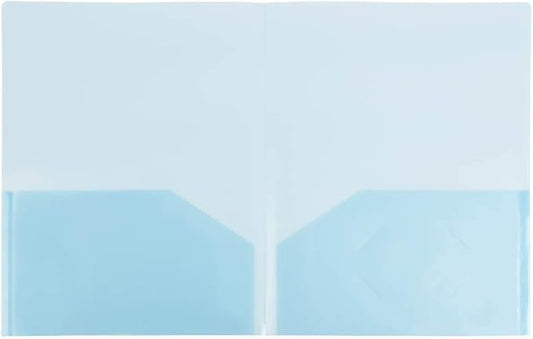 JAM PAPER Plastic Light Weight Flexible Two Pocket Presentation Folders - Blue - 12/Pack