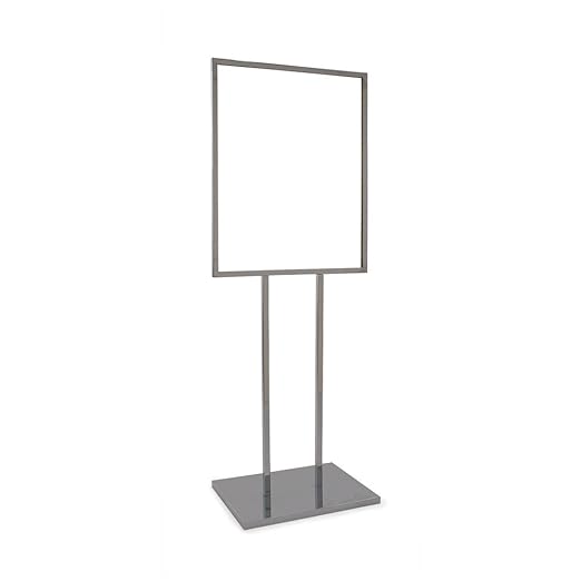 Econoco Bulletin Sign Holder, 22 x 28 Inch Frame, Extra Heavy Raised Base for Stability, Floor Standing Display Stand, Black