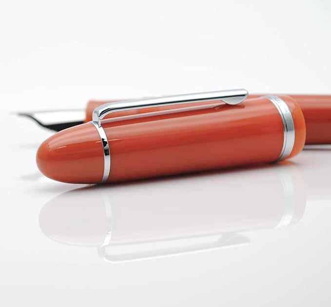 JINHAO X159 Fountain Pen (EF Nib 0.38mm, Orange Red with Silvery Clip)