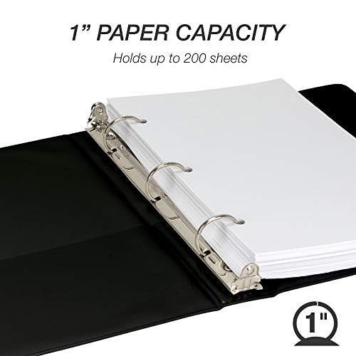 Samsill Economy 1 Inch Mini 3 Ring Binder, Made in The USA, Round Ring Binder, Non-Stick Customizable Cover, Black (‎12300) (Pack of 6)