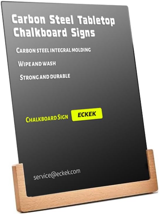 ECKEK Tabletop Chalkboard Signs with Base Stand Carbon Steel Menu Chalkboard Stand, Message Board for Shop, Restaurant, Home Decoration (Wooden Base 22 * 31cm/8.6612.20inches)