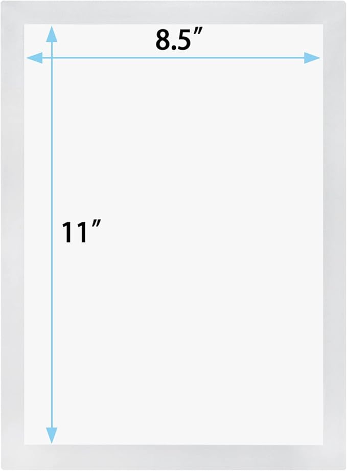 JIUYE 8.5 x 11 Self Adhesive Magnetic Sign Holder,Dual Sides Transparent Magnetic Window Display Frame for Office/Store/School as Shop Notice Frame/Schedule (8.5"x11" 6Pcs, Silver)