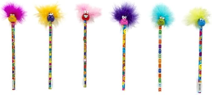 Raymond Geddes Miles O'Smiles Tip Topz Number 2 Pencils For Kids With Pencil Toppers (Pack of 24)