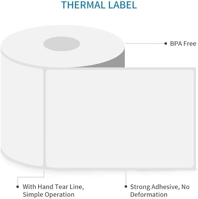 L LIKED 1800 PCS 4"x6" Direct Thermal Shipping Labels with 450 per Roll- Perforated & Strong Adhesive, Blank, Compatible with Zebra 2844, ZP-450, ZP-500, ZP-505, 4 Rolls