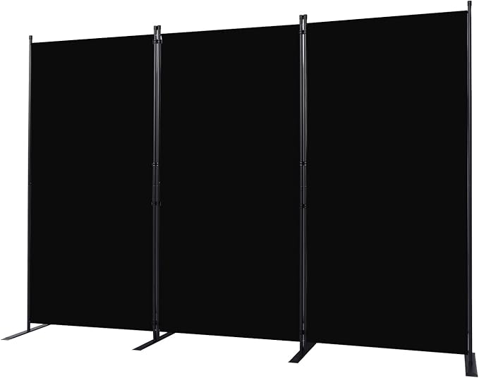 CHOSENM Room Divider, 3 Panel Folding Privacy Screens with Wider Support Feet, 6 Ft Portable Room Partition for Room Separator, 102" W X 71" H, Black