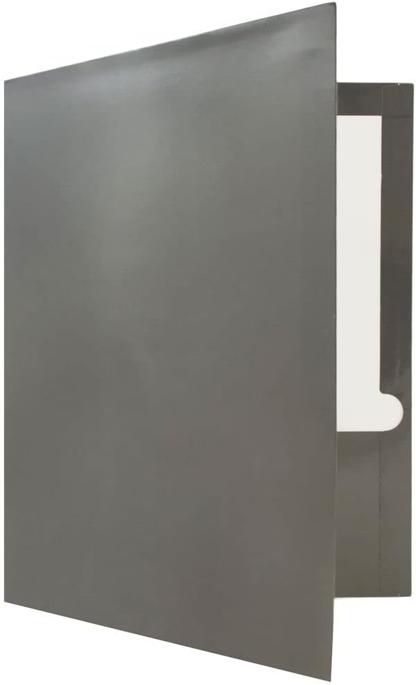 JAM PAPER Laminated Two Pocket Glossy School Folders - Letter Size - High Gloss Grey - 6/Pack