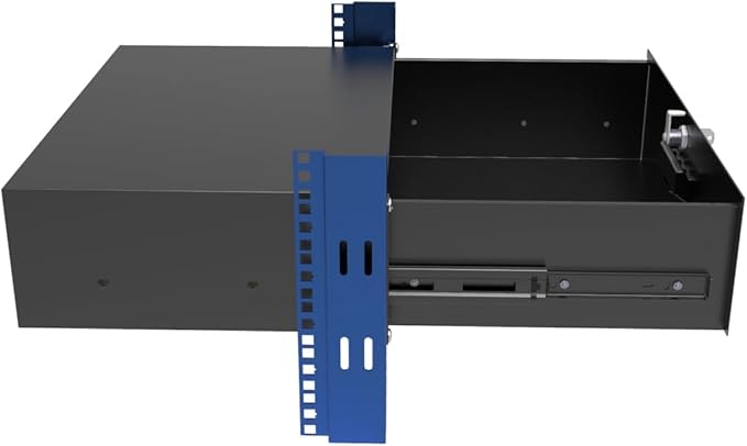 QiaoYoubang 3U Server Cabinet Case 19 Inch Rack Mount Lockable Drawer with Key, 12.6 Inch Depth (3U)