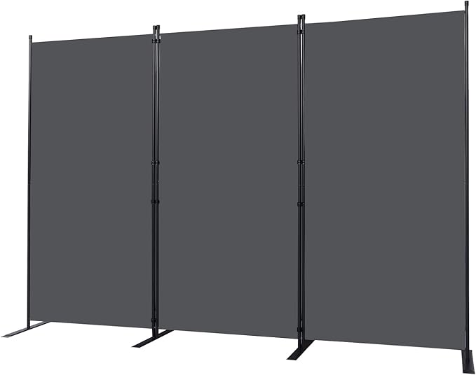 CHOSENM Room Divider, 3 Panel Folding Privacy Screens with Wider Support Feet, 6 Ft Portable Room Partition for Room Separator, 102" W X 71" H, Grey
