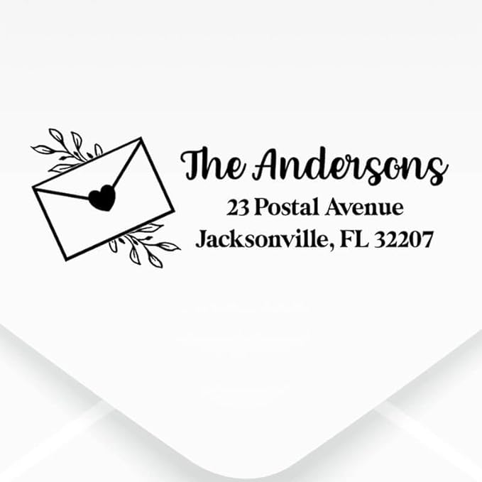 Custom Floral Address Stamp | Choose from 12 Designs | Multiple Ink Color Options | Envelope Return Address Stamp for Couple or Family (Design 3, Medium)
