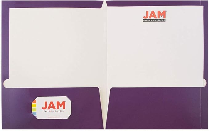 JAM PAPER Laminated Two Pocket Glossy School Folders - Letter Size - High Gloss Purple - 6/Pack