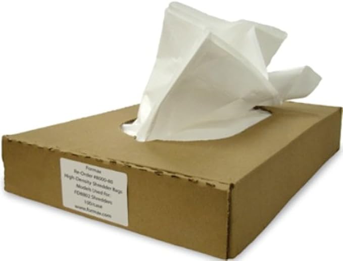 Formax 8000-80 High Density Shredder Bags for Use with FD 8802, FD 8804 & FD 8806 Series; Case of 100
