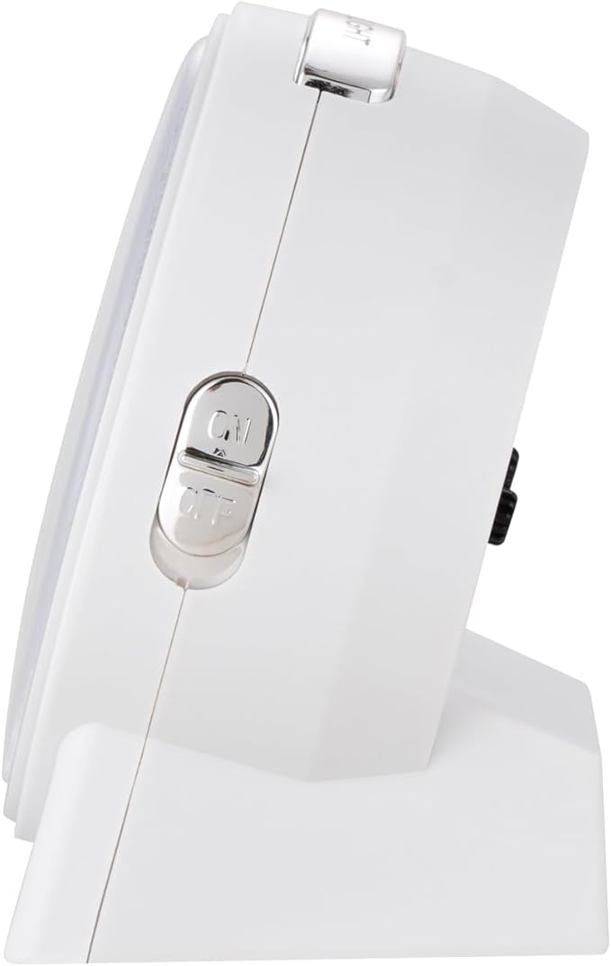 Tinload 4.3" No Ticking Analog Alarm Clock,Silent Readable for Seniors,Easy to Set,Gradual Rise Alarm,Big Numbers,On/Off Switch on Side,Gentle Wake,Snooze,Lighted on Demand,Battery Operated,White