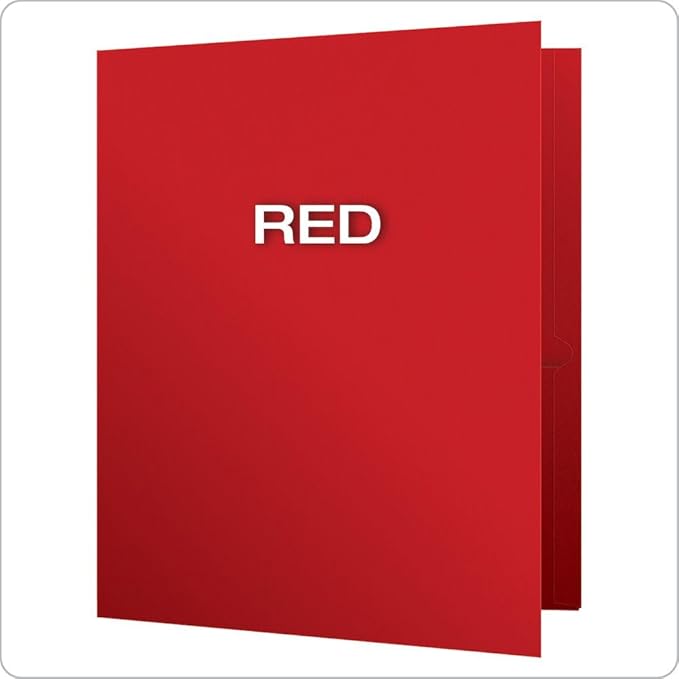 Oxford Twin-Pocket Folders, Textured Paper, Letter Size, Red, Holds 100 Sheets, Box of 25 (57511EE)