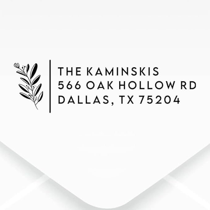 Custom Floral Address Stamp | Choose from 12 Designs | Multiple Ink Color Options | Envelope Return Address Stamp for Couple or Family (Design 2, Medium)