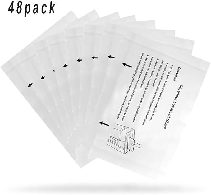 48PACK Paper Shredder Lubricant Sheets with Shredder Lubrication Oil for shredders lubricating