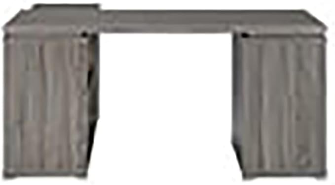 Pemberly Row L Shape Corner Storage Desk in Weathered Gray, Letter/Legal File, 5 Bookshelves