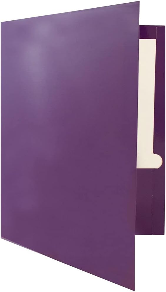 JAM PAPER Laminated Two Pocket Glossy School Folders - Letter Size - High Gloss Purple - Bulk 50/Box
