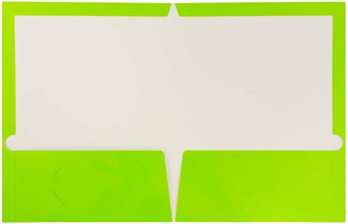 JAM PAPER Laminated Two Pocket Glossy Folders - Lime Green - 3/Pack