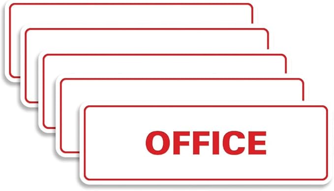 Signs ByLITA Standard Office Sign - Professional Business Signage - Easy to Install (White/Red) - Medium 5 Pack