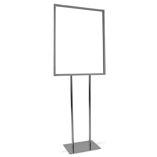 Bulletin Sign Holder – Econoco Heavy Duty Poster Display – Twin Uprights, Flat Floor Base – Indoor Standing Flyer Board 60”H – for Posters 22”x28”