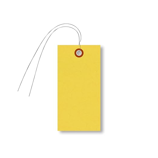 SmartSign “Yellow Tyvek Shipping Tags with Wire”, Size #5, Write on These Tags with a Pen or Marker 4 3/4" x 2 3/8" | Pack of 1000, Made in USA