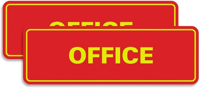 Signs ByLITA Standard Office Sign - Professional Business Signage - Easy to Install (Red/Yellow) - Large 2 Pack