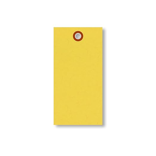 SmartSign (Pack of 100) 4.75 x 2.375 inch “Yellow” Blank Tyvek Shipping Tags with Metal Eyelets, Size #5, 8 mil Thick Tyvek, Made in USA