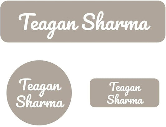 Name Bubbles - Basic Daycare Name Stickers for Kids (102 ct) Personalized Waterproof Name Labels for School Supplies, Clothing Tags, Baby Bottles, All Ages - Washable Stick-On Labels (Neutral Color)