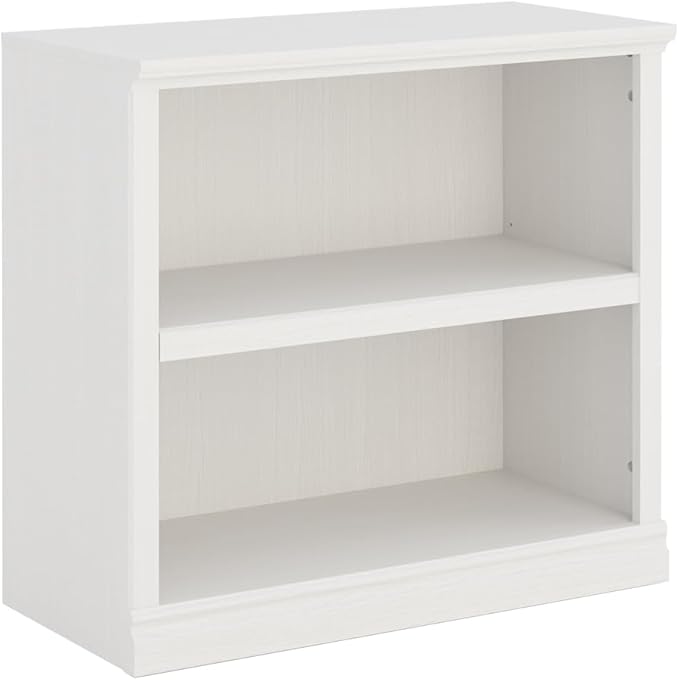 Bevfint 30" Bookcase, White Floor Standing Bookshelf, 2-Tier Display Shelves Open Storage Organizer, Book Case for Living Room Hallway Kitchen Home Office Bedroom, White 2 Tiers