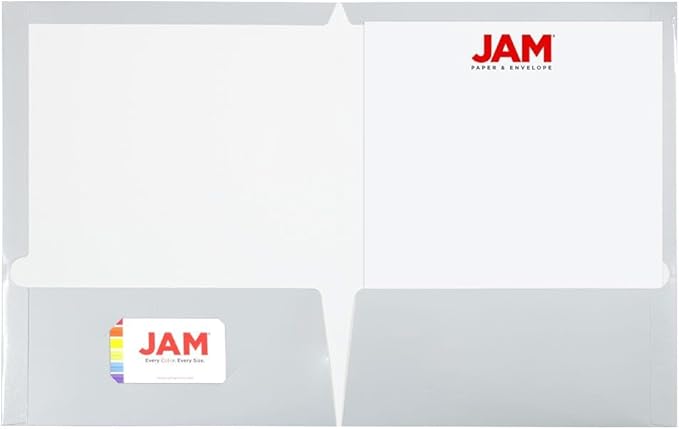 JAM PAPER Laminated Two Pocket Glossy Folders - Silver - 3/Pack
