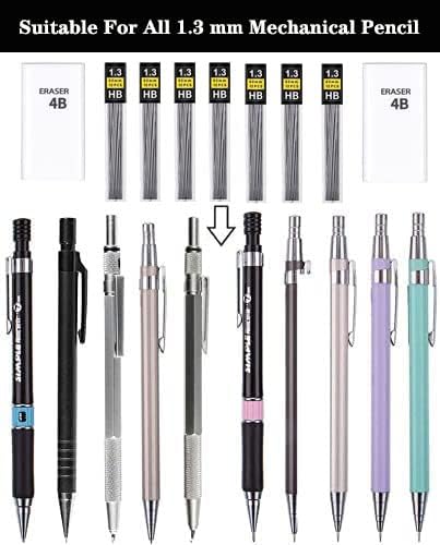 Lifreer 1.3mm Unbreakable Pencil Refills (740 Pcs), 2 Premium Erasers, Long Lasting HB Pencil Lead for Students & Professionals