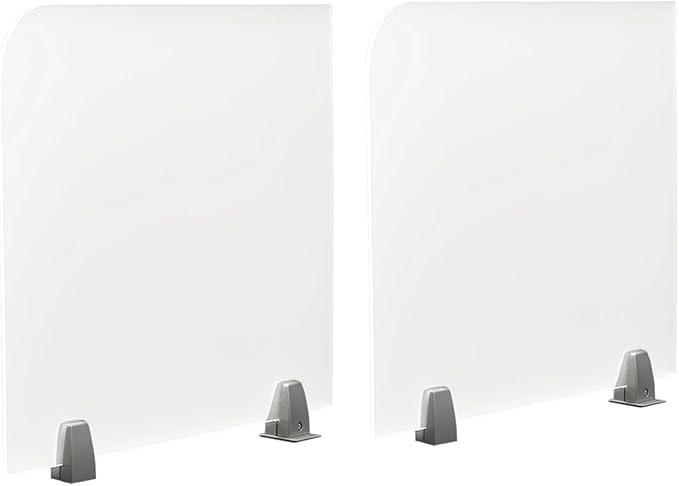 KONKENIE Acrylic Office Privacy Partition Indoor Desk Divider Guard Rectangle Desktop Privacy Panel Privacy Shield Screen for Classroom Office Reception Station Bakery Translucent (23x18x2”,2PCS)