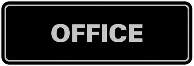 Signs ByLITA Standard Office Sign - Professional Business Signage - Easy to Install (Black/Silver) - Large 1 Pack