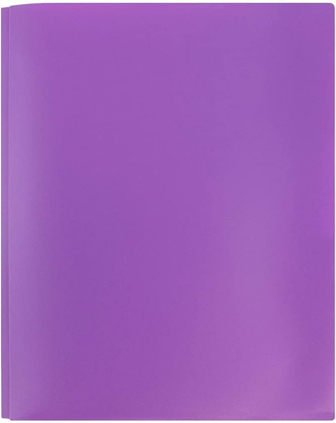 JAM PAPER Plastic Color POP Folders - 2 Pocket Durable Folders with Metal Prongs Fastener Clasps - Purple - 6/Pack