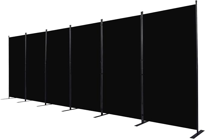 CHOSENM Room Divider, 6 Panel Folding Privacy Screens with Wider Support Feet, 6 Ft Portable Room Partition for Room Separator, 204" W X 71" H, Black
