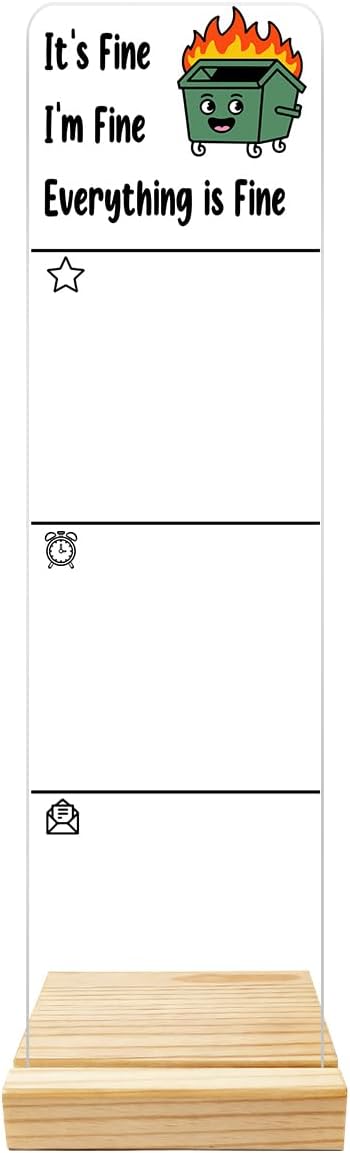 Monitor Memo Board Computer Monitor Memo Board Everything is Fine Sign Funny Office Desk Accessories Acrylic for Computer Monitors No Screen Damage 12.6X 3.15 x 0.2 inches