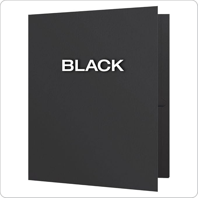 Oxford Twin-Pocket Folders, Textured Paper, Letter Size, Black, Holds 100 Sheets, Box of 25 (57506EE), 8-1/2 x 11
