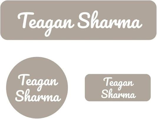 Name Bubbles - Basic Daycare Name Stickers for Kids (144 ct) Personalized Waterproof Name Labels for School Supplies, Clothing Tags, Baby Bottles, All Ages - Washable Stick-On Labels (Neutral Color)